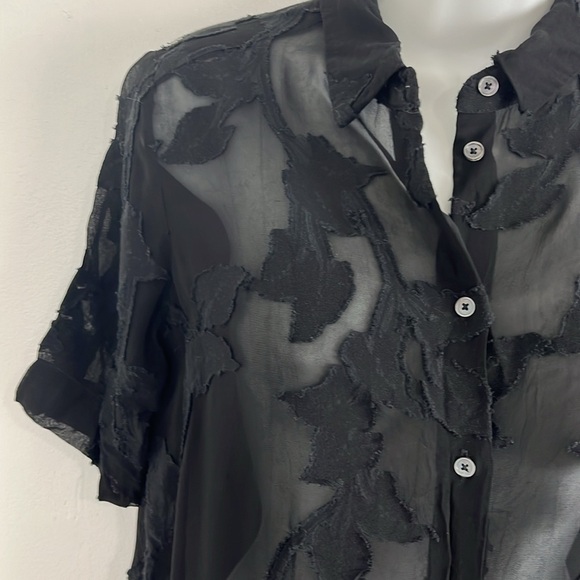 Aritzia Wilfred Sheer Vine-Patterned Black Mini Dress - Picture 4 of 7